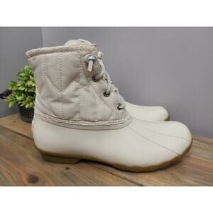 Sperry Saltwater Seacycled Nylon Beige Women's Duck Boots Size 10 M